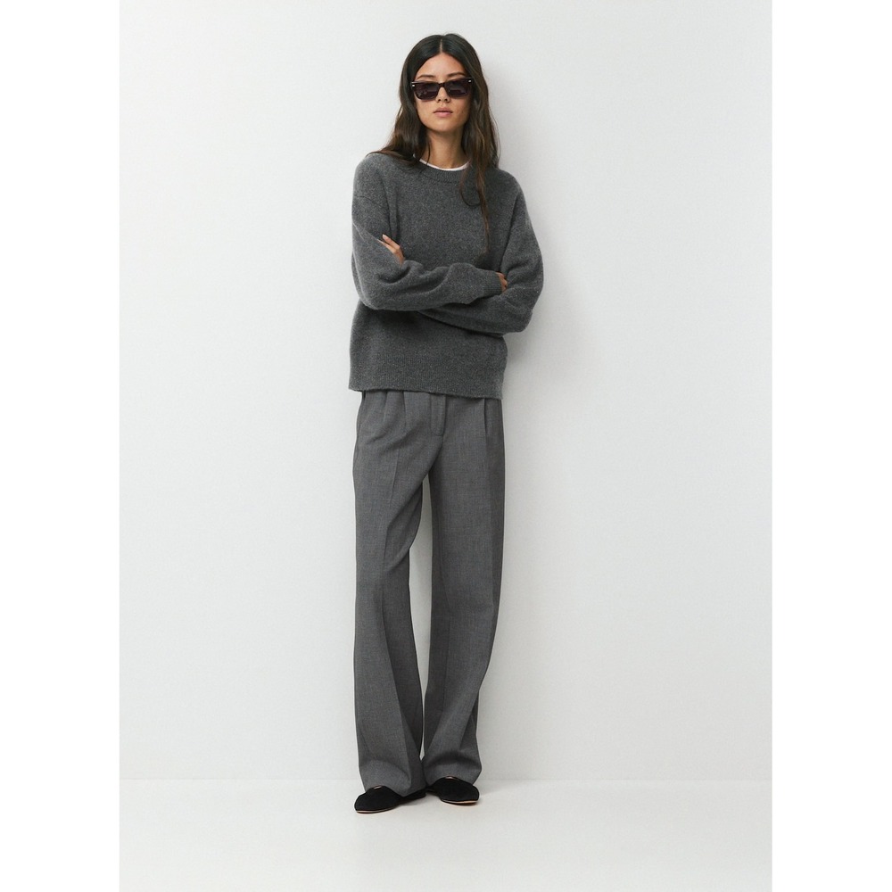 Aritzia The Effortless Pant EversentiaL Heather Grey Wide Leg Trouser 12 Regular